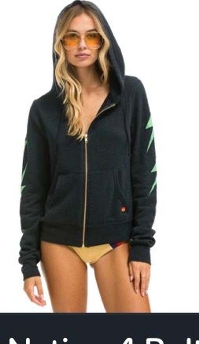 Aviator Nation 4 Bolt Zip Hoodie Size S Charcoal Mint (MSRP $189)